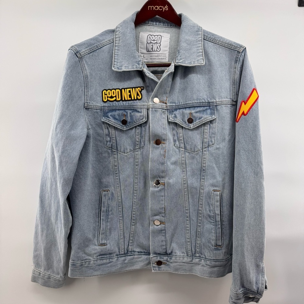 Men’s Blue Jean Jacket Good News Large